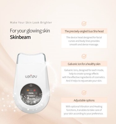VANAV SKIN BEAM Galvanic LED Neck Facial Massager Gua sha head SKB