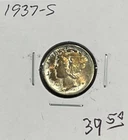 1937-S Mercury Silver Dime BU Toning