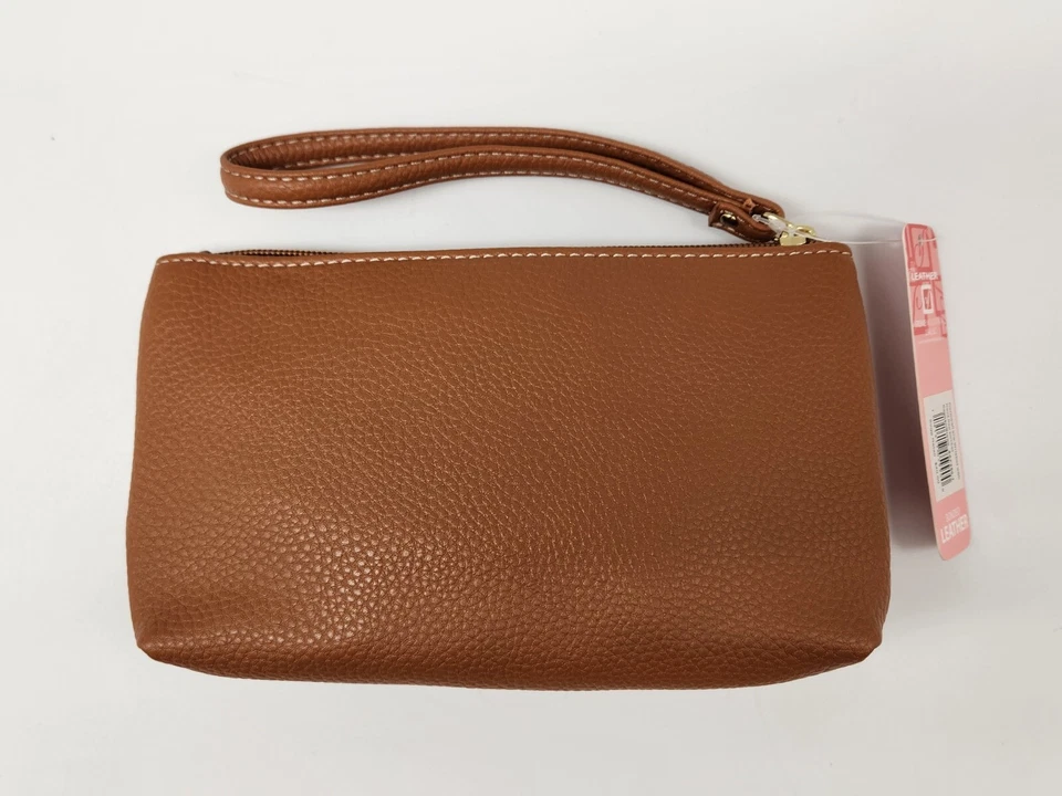 石头山棕色干邑粘合皮革腕带手柄带侧翻盖口袋 — 第 2/4 张图片