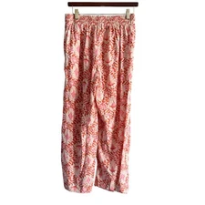C&C California Womens Pants M Floral Wide Leg Pants Linen Blend