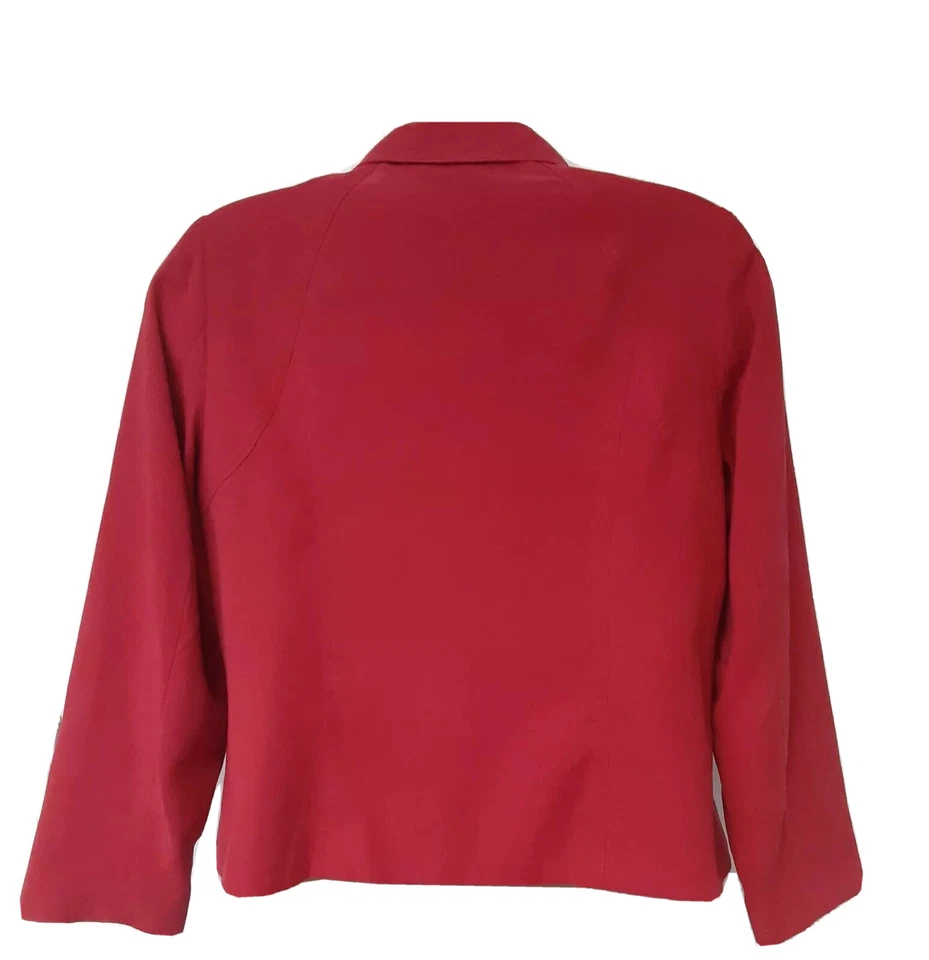Jaqueta Feminina Plus 14W DRESSBARN Terno Top Vermelho Zíper LS Fivela Lateral "Microfibra" - Imagem 3 de 4