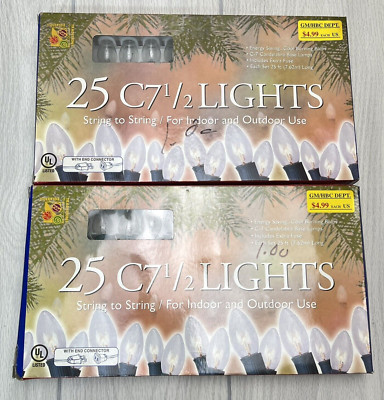 Vintage Atico 25 C7 1/2 Lights Clear Bulbs and Green Wire Indoor Outdoor String