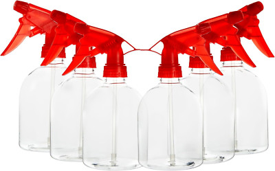 6 Pack Empty Plastic Spray Bottles 16 Oz   Bulk Red Squirt Water Sprayer for Hai