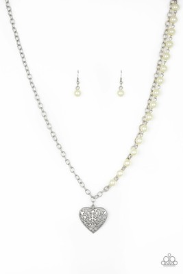 Pale Yellow Pearly Necklace +Earrings 