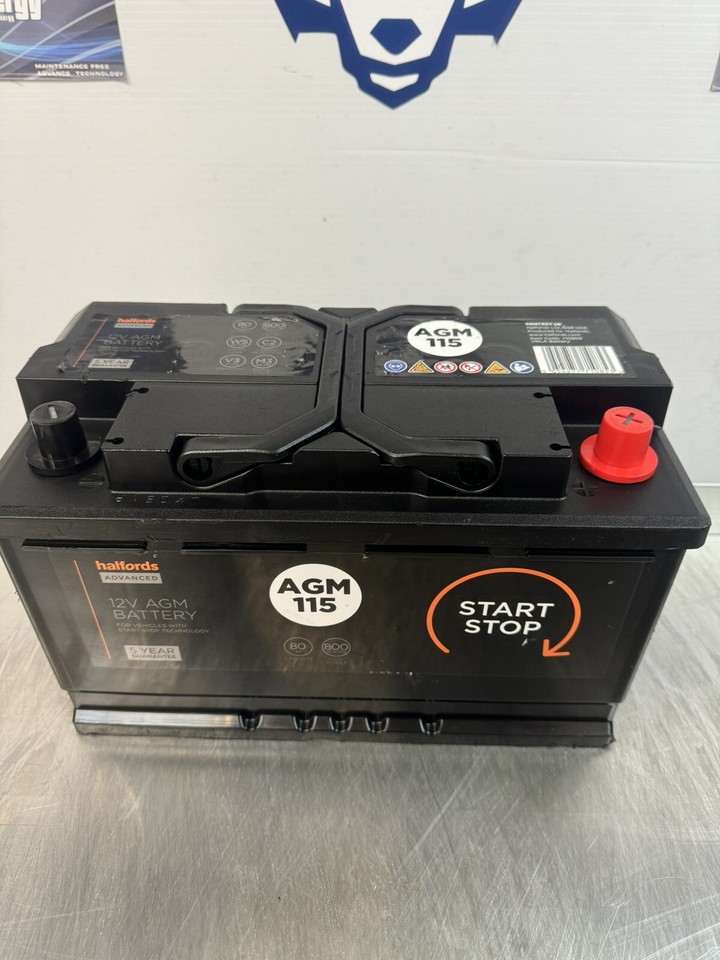 Halfords 115 AGM Car Battery StartStop AGM 80Ah 800A(EN) 3 Months Old