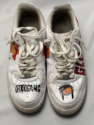 Taglia 9,5 - Nike Air Force 1 '07 Low Triple White Personalizzate Verniciate CW2288-111 - Foto 3 di 7