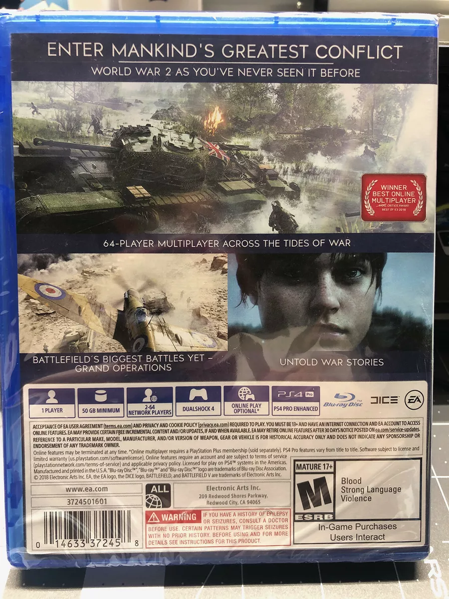 BF5 Battlefield V 5 Sony PS4 Playstation 4 WW2 FPS Shooter War Action Game