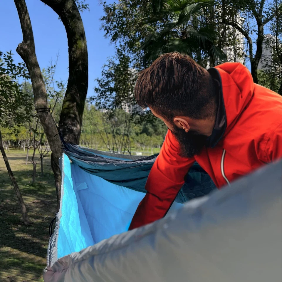 Hamaca de camping ultraligera al aire libre debajo del edredón manta térmica de invierno debajo del edredón Foto 3 de 4