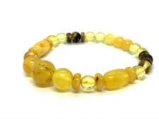 Amber Bracelet Round Barrel Beads Natural Baltic AMBER Ladies Jewelry 6,6g 2719
