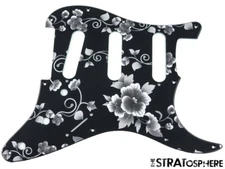 *NEW Black Rose Print Stratocaster PICKGUARD for Fender Strat Standard 11 Hole