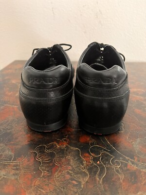 Prada Shoes Black Leather Sneakers Unisex Size 5 1/2. 8 US. Read