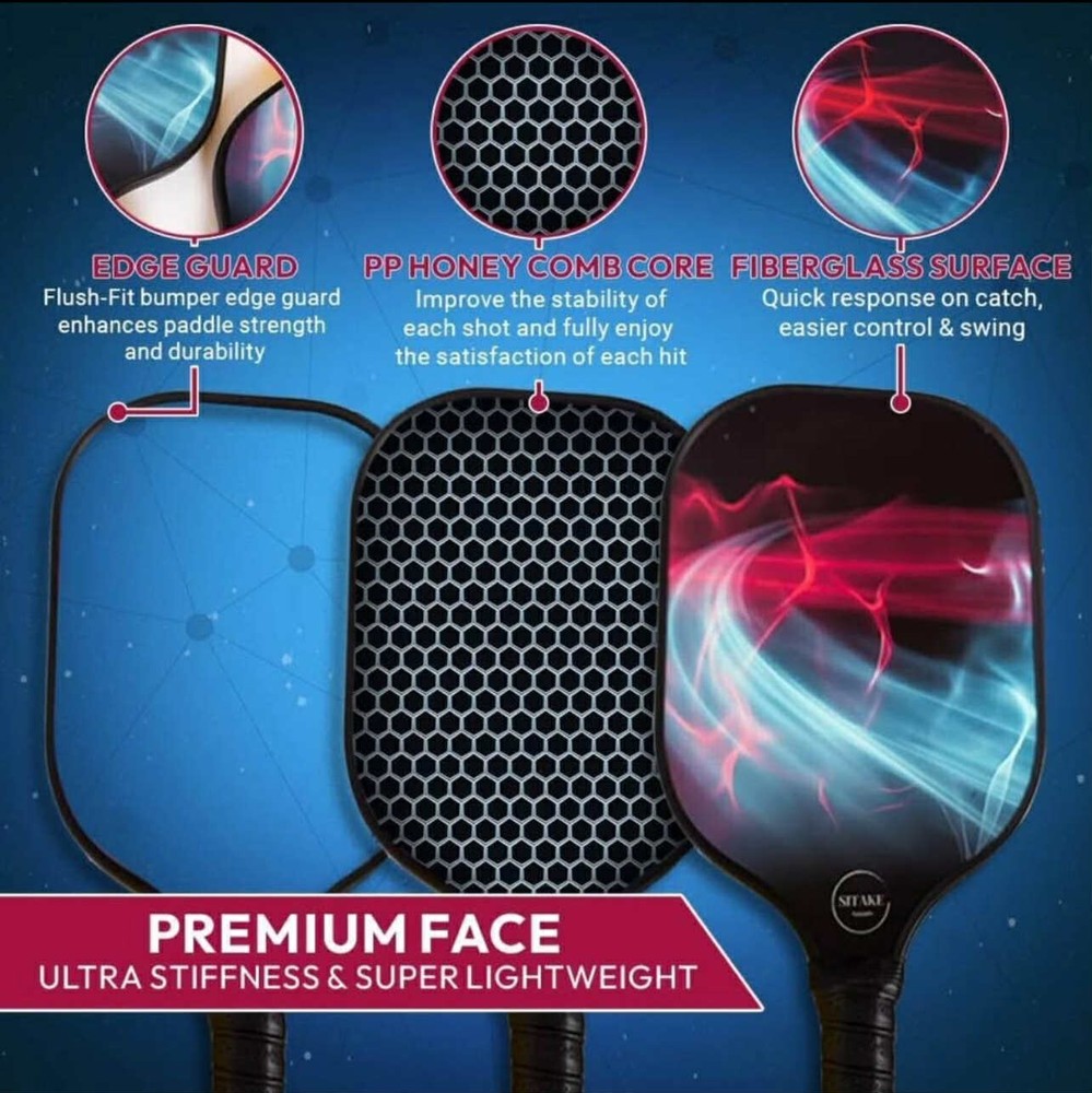 Premium Graphite & Fiberglass Pickleball Paddle Set of 2