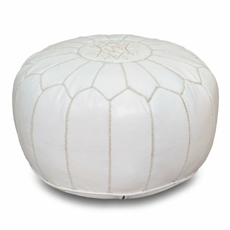 Leather Moroccan Pouf Ottoman Leather Pouf White wedding gifts home decor