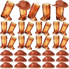 32 Pcs Mini Cowboy Boot Shot Glasses Plastic Cowgirl Party Supplies Western Plas