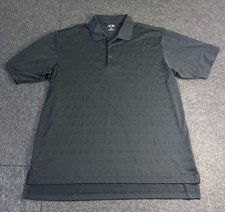 Adidas Golf Black Striped Short Sleeve Polo White Logo Men's Size Large
