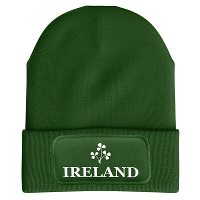 Ireland Patch Beanie Hat Rugby Him Irish Shamrock Winter Hats Men Women  Unisex UK