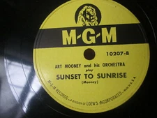 10" 78 rpm RECORD MGM 10207 ART MOONEY BLUE BIRD OF HAPPINESS/SUNSET TO SUNRIS  