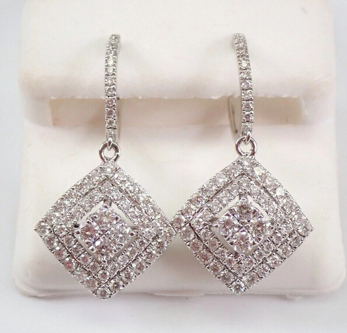 1.80Ct Round Lab Diamond Dangle Earrings in 14K White Gold
