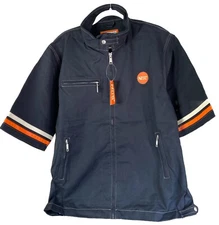 Vintage NOS Nitrous Oxide Systems Black Cotton Mens Zipper Work Shirt Size XL