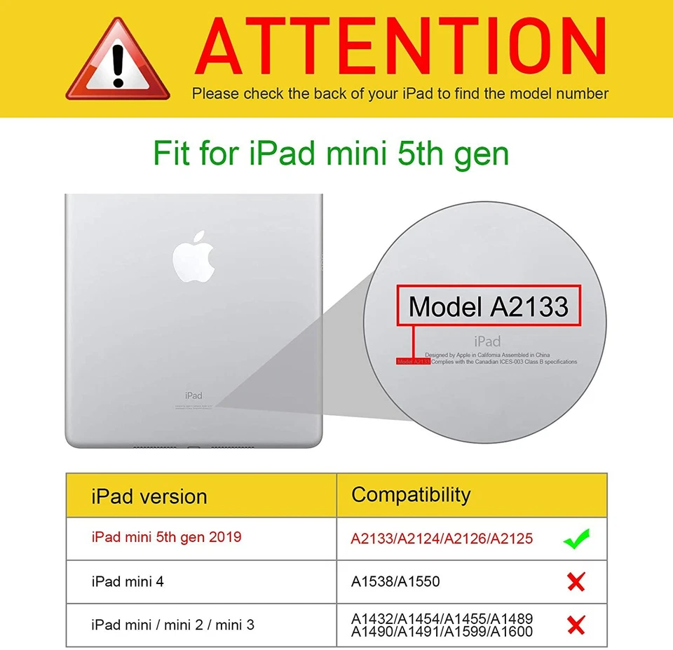 Case for iPad Mini 5 (2019 Model 5th Gen) 7.9" 2019 Smart Cover Auto Sleep/Wake - Image 2 of 4