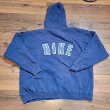 Vintage 90s Nike Center Swoosh Hoodie Spellout Made in USA 2x Distressed