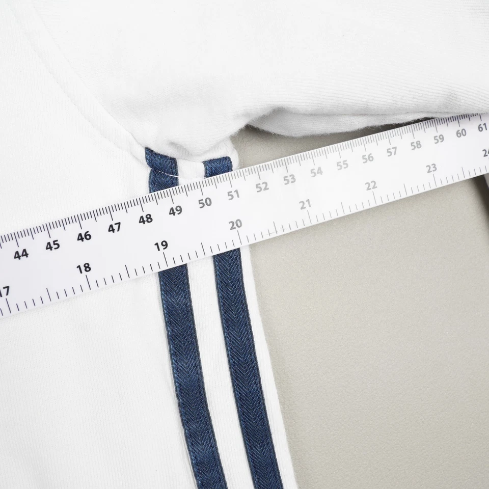 Adidas Jacket Mens Medium White Cotton Track Top Full Zip Performance Essentials - Image 2 of 4