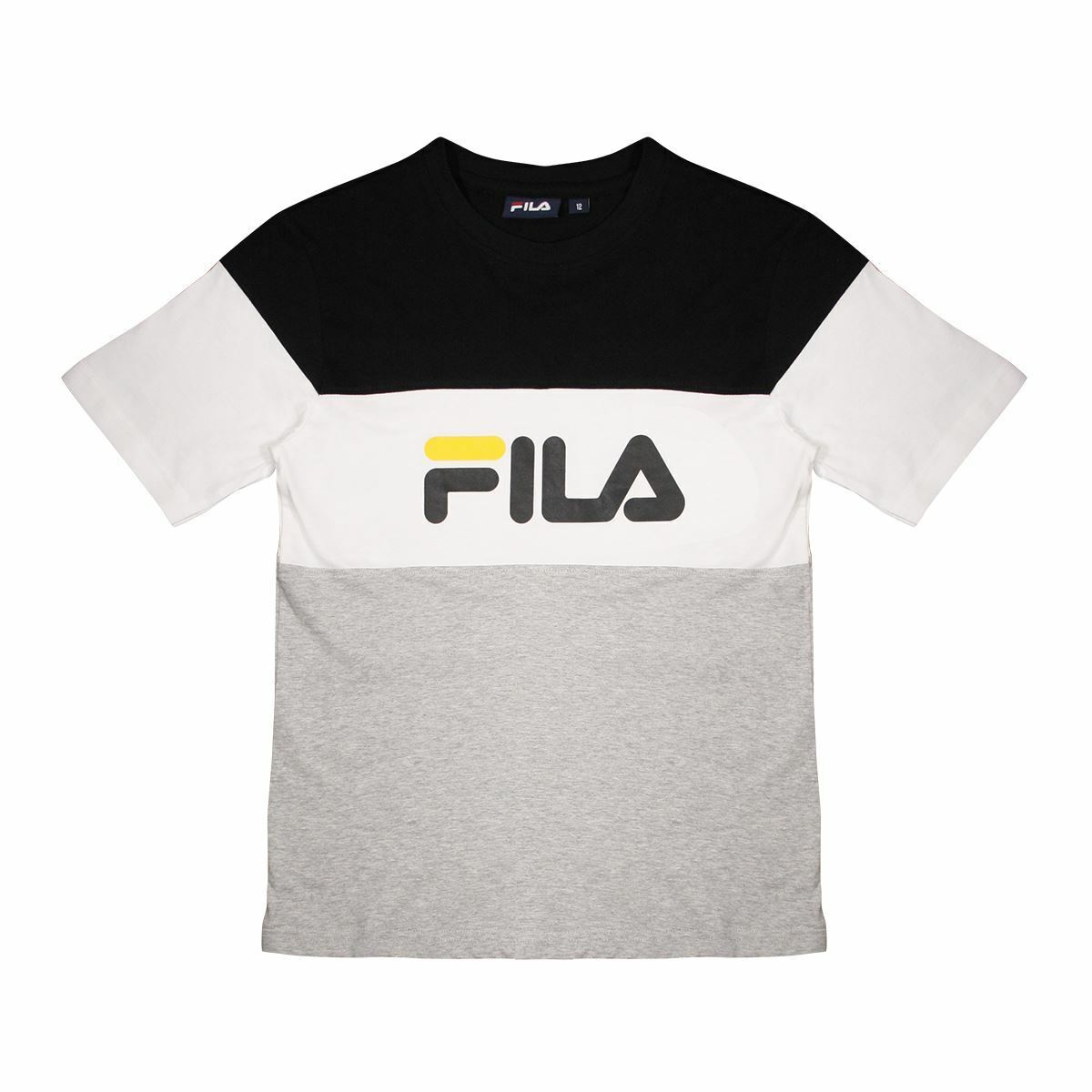 FILA Rare Boy's Black White Grey T-Shirt Three-Tone Logo Clearance SALE Limited time S Classic