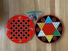 Vintage Ohio Art Chinese Checkers & Marbles Round Metal Board Tin Litho 12”