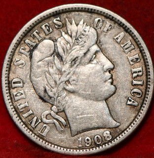 1908 Philadelphia Mint Silver Barber Dime