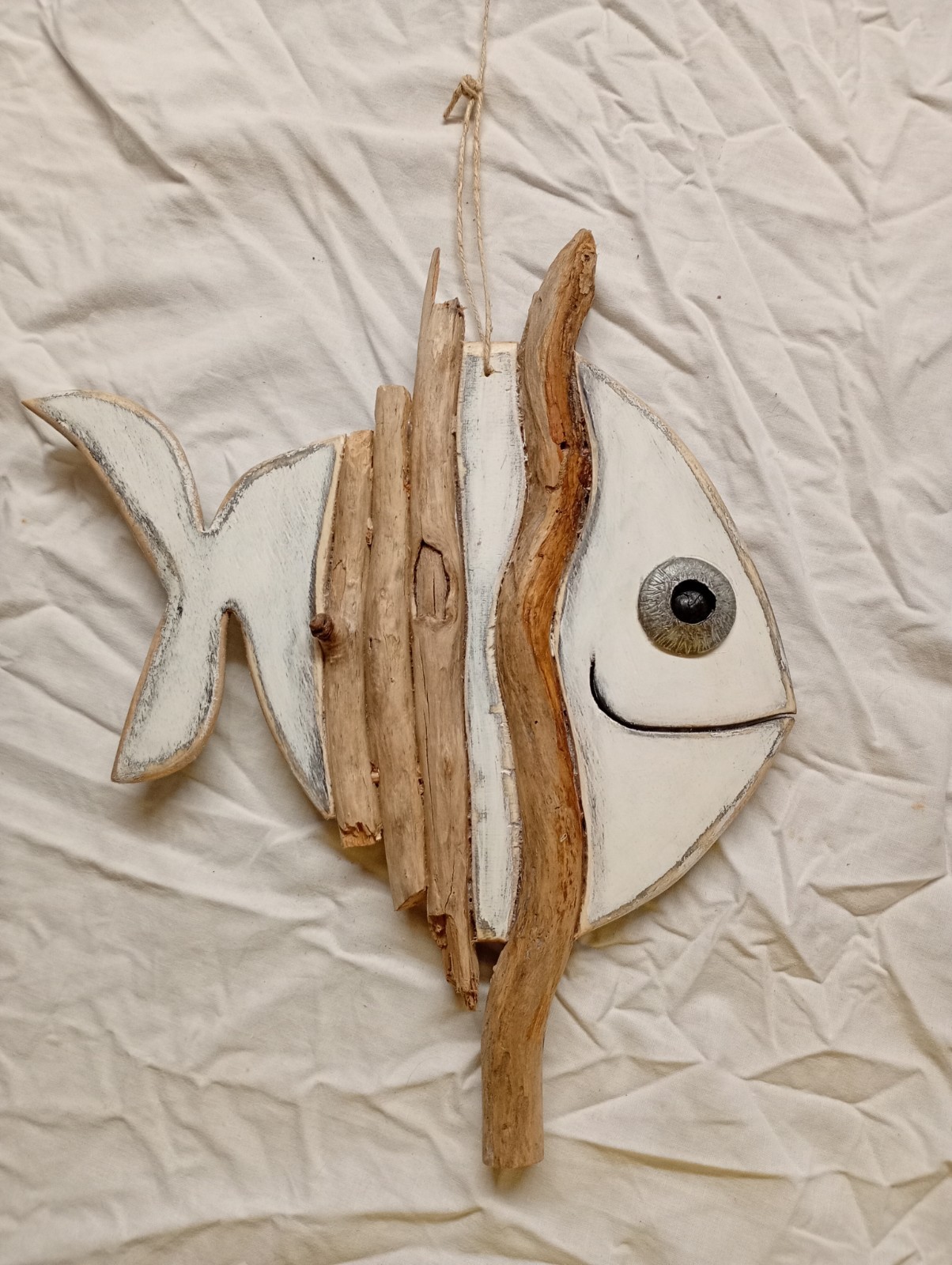 Pesce in Legno di Recupero Artigianale - Decorazione Marina Shabby Chic
