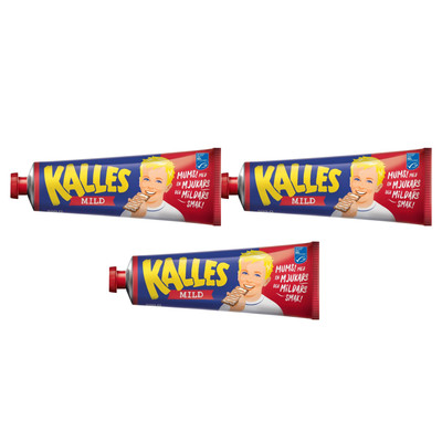 3-pack Kalles Kaviar Mild 300g Swedish Caviar Spread Smoked Cod Roe Large Tube