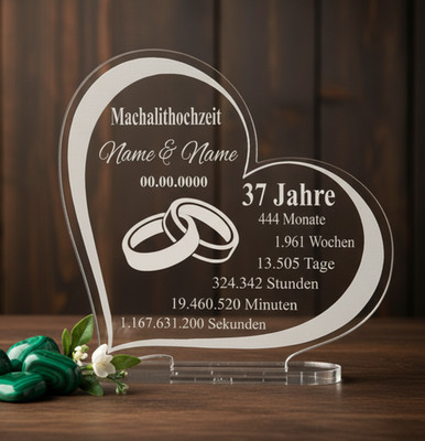 Geschenk Malachithochzeit Hochzeitstag Gravur Größe wählbar 37 Jahre Geschenk
