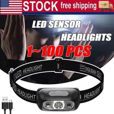 LED Headlamp USB Rechargeable Flashlight Waterproof Head Lamp Torch Camping Lot