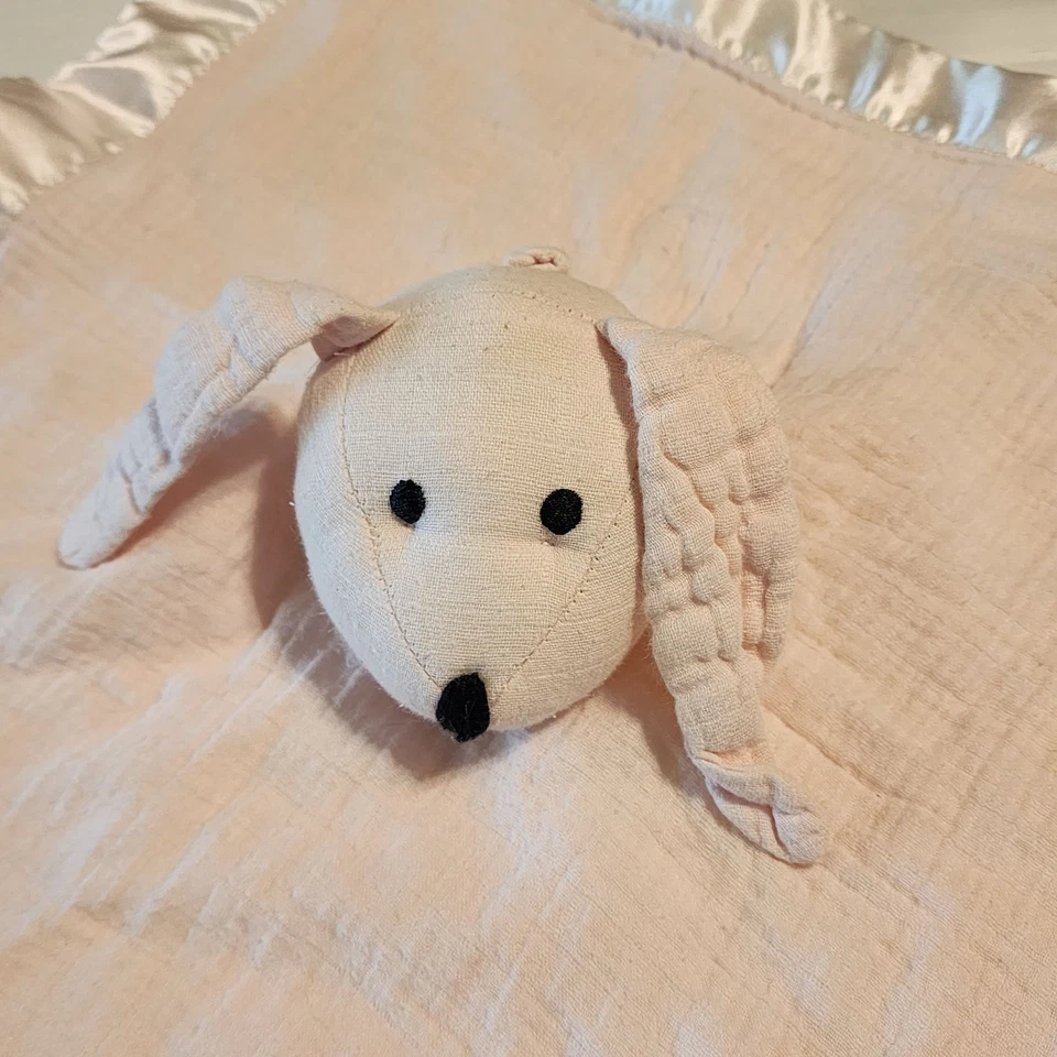 Aden & Anais Pink Muslin Lovey Security Blanket Bunny Rabbit Satin Musy Mate - Image 2 of 4