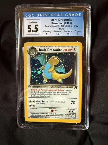 Dark Dragonite (1st Edition) graded CGC 5.5 for sale on eBay