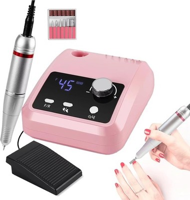 Profi Nagelfeile Elektrisch 45000 U/min Nagelfräser Maniküre Pediküre Set Bits