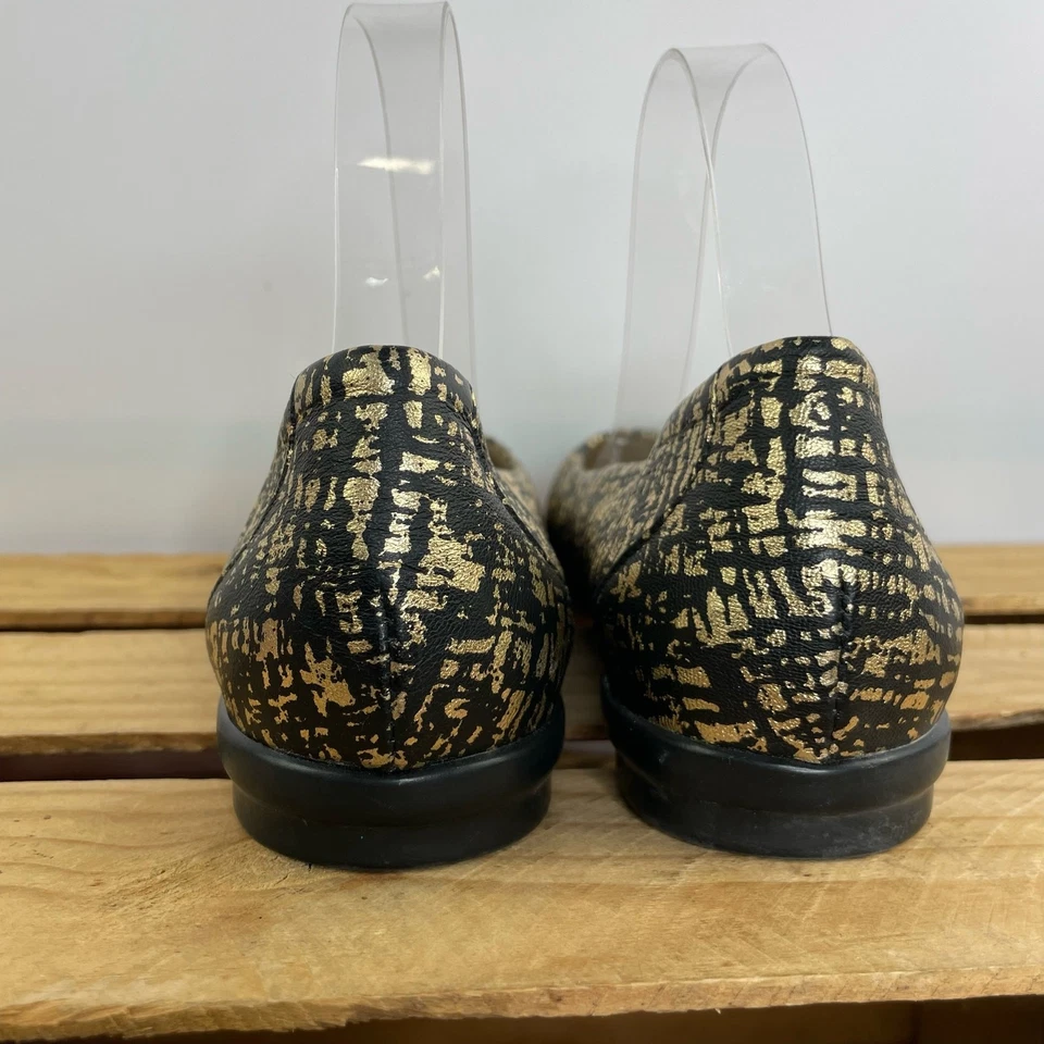 Zapatos sin cordones SAS Scenic Ballet planos dorados y negros para mujer talla 9M Foto 4 de 4