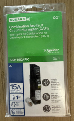 Square D QO115CAFIC Combination Arc Fault Circuit Interrupter 15 Amps 120VAC