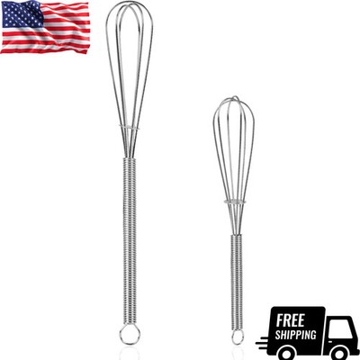 Mini Stainless Steel Whisks Set 2 Pack 5'' & 7'' Balloon Wire Egg Mixer Kitchen