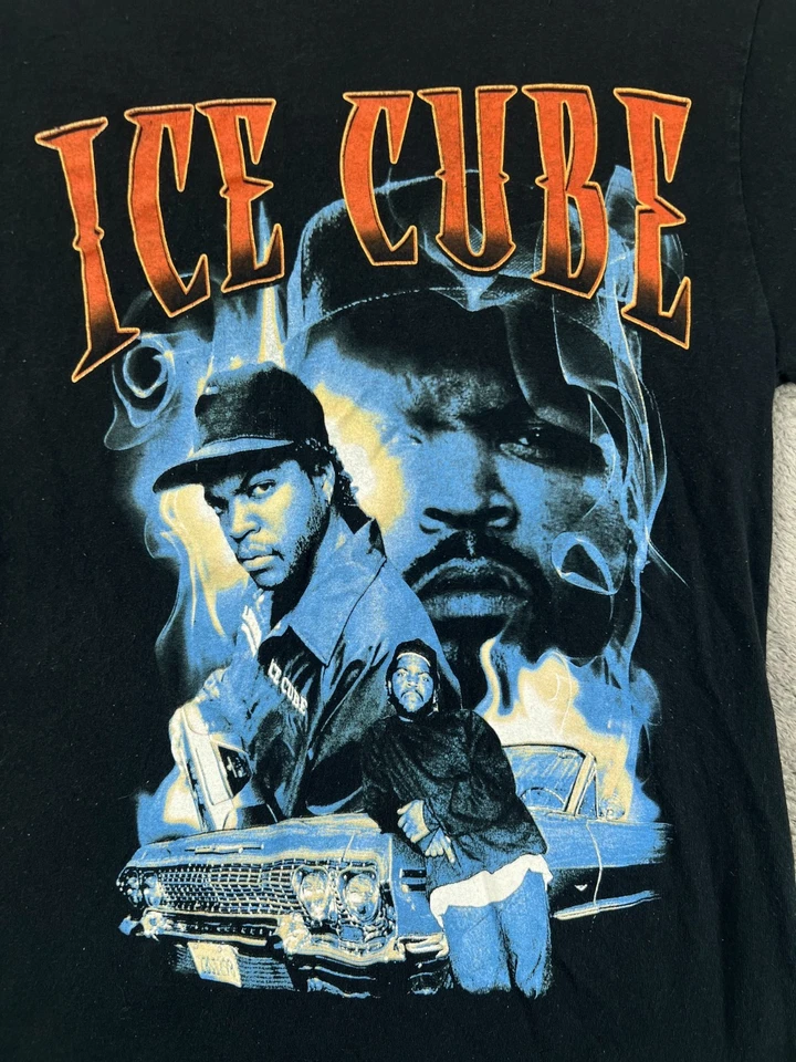 Vintage 90s Ice Cube Black T Shirt Size Small Retro Hip Hop Rap NWA 100% Cotton - Image 2 of 4