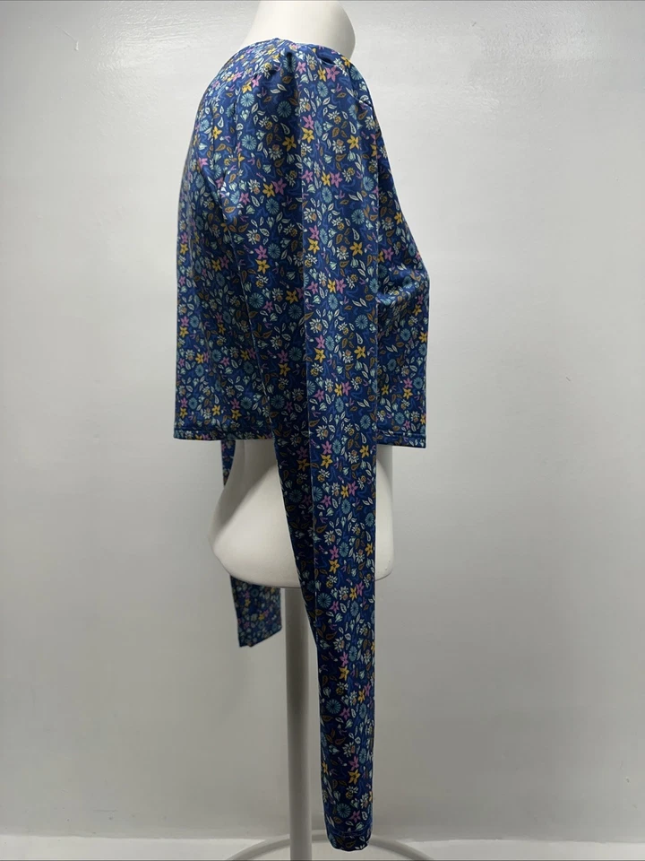 Patagonia Swell Crop Rashguard Long Sleeve Swim Shirt Top Floral Blue New Large - Image 4 of 4