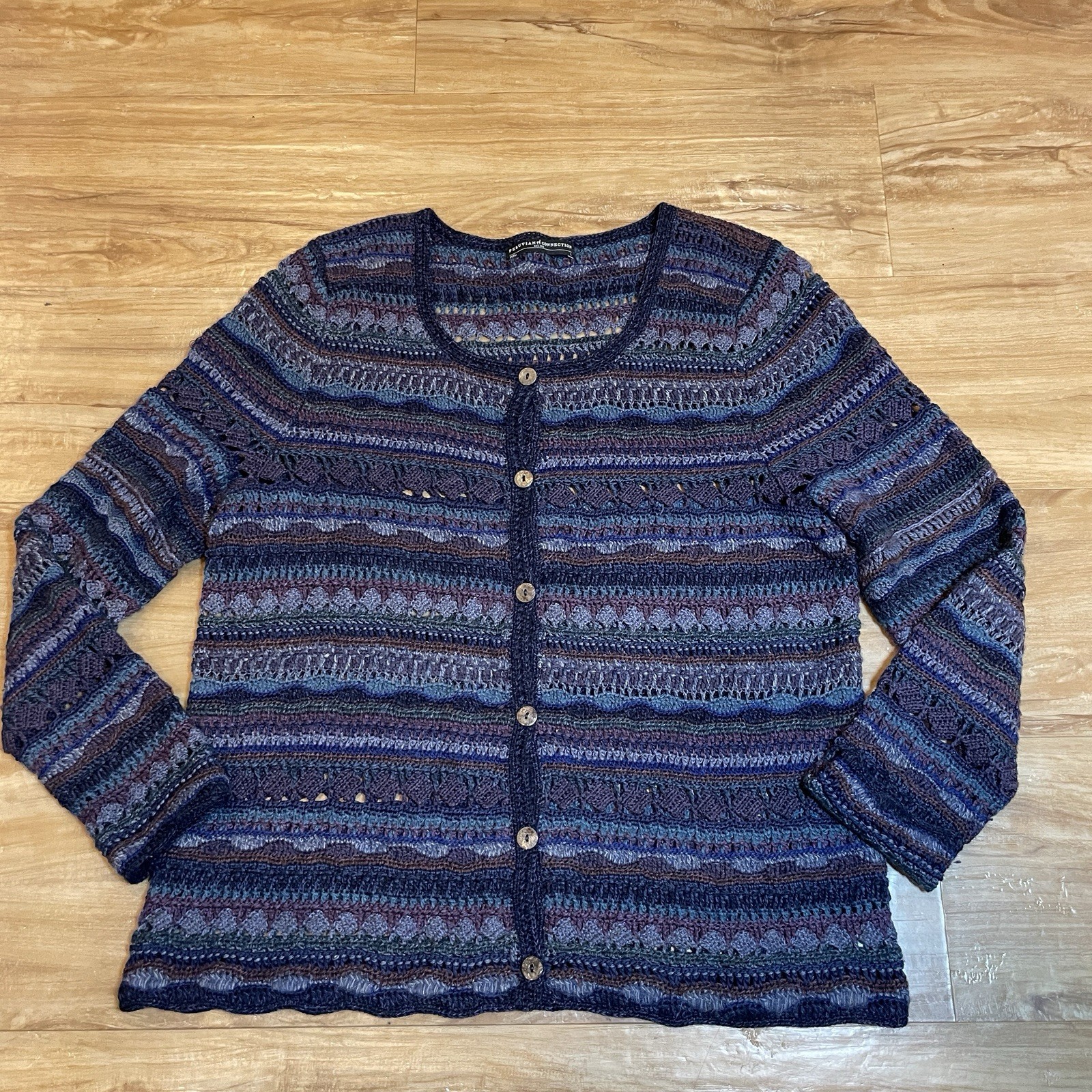 Peruvian Connection Button Lace Knit Cardigan,  B… - image 10