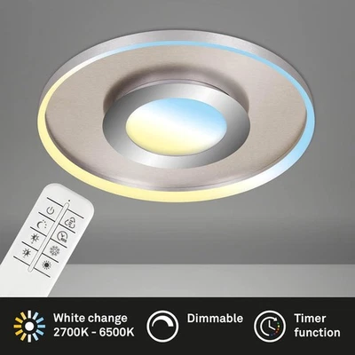 LED Deckenleuchte Nickel Chrom matt Ø50cm 25W 3000lm CCT dimmbar Fernbedienung - Bild 1 von 4