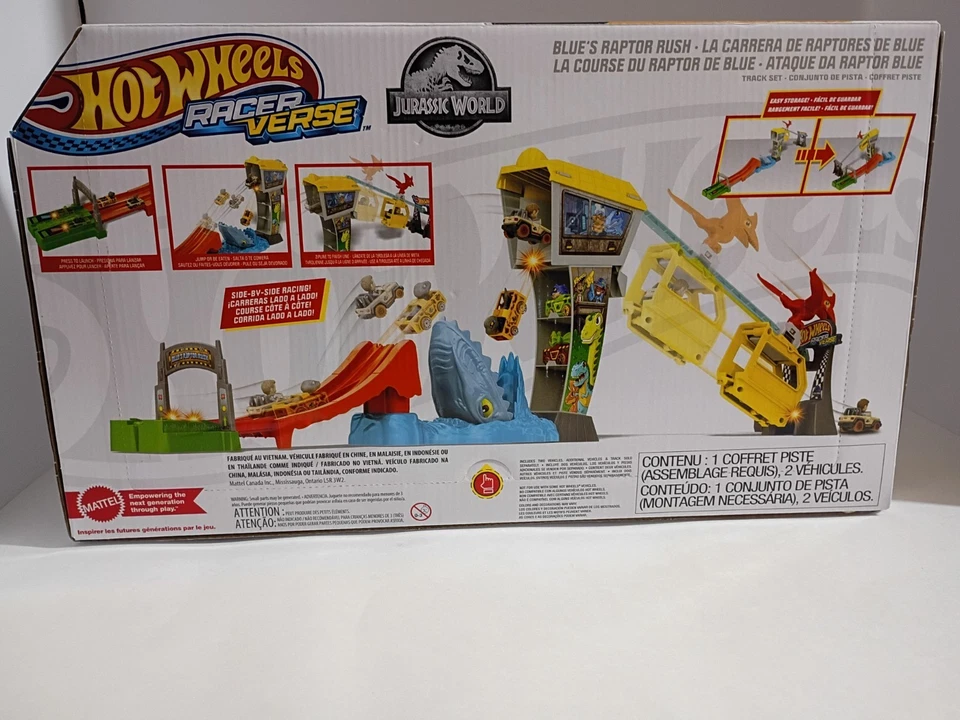 Hot Wheels RacerVerse Blue’s Raptor Rush Jurassic World Car Track Toy Set New - Image 4 of 4