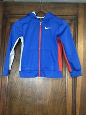 Nike Dri-FIT Hoodie Youth Size 7 Blue Red Full Zip Sweatshirt Kids 6-7