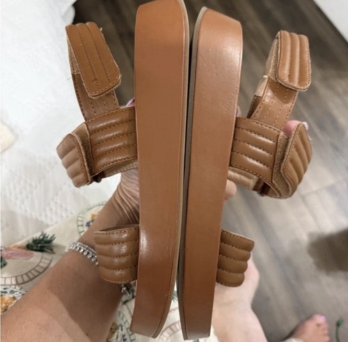 Madewell Georgie Quilted Platform Sandals Leather English Saddle Size US 8 - 第 3/8 張圖片