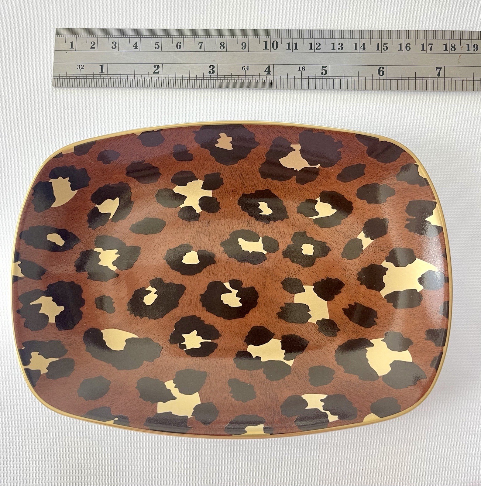 L’Objet Set/2 Leopard Gold Porcelain Serving Platters 11.75 X 5.5” & 7 X 5” NIB