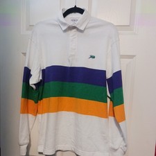Vintage Rare 90s Perlis Rugby Shirt Cotton Retro Mardi Gras Color Preppy Xs