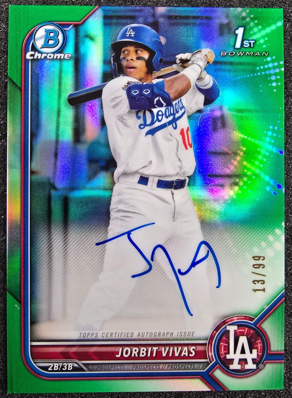 2022 Bowman Chrome 1st Green Refractor AUTO /99 Jorbit Vivas #CPA-JV
