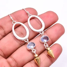Iolite 925 Sterling Silver Two Tone Arrow Head Earring 2.73" E_9283_225_10